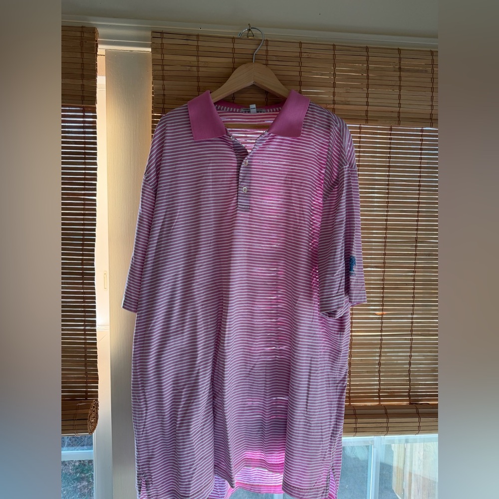 Peter Millar Pink and White Striped Polo Shirt